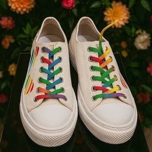 Stuart Weitzman Converse Pride Colorful Lace Canvas Sneakers